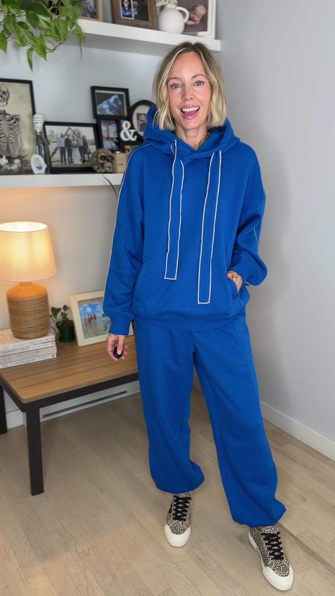 Thistle French Terry Fleece Hoodie- TRUE BLUE/HEATHER GREY