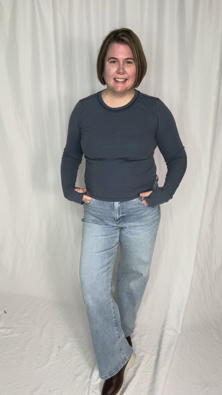 Tova Ribbed Long Sleeve- RICH BLUE