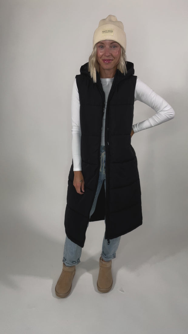 ONLY Jackson Long Puffer Vest- BLACK – Timber + Gray