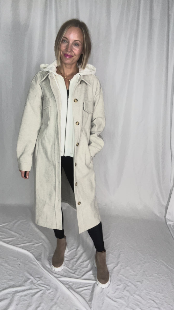 Evergreen Twofer Hoodie Jacket- OATMEAL