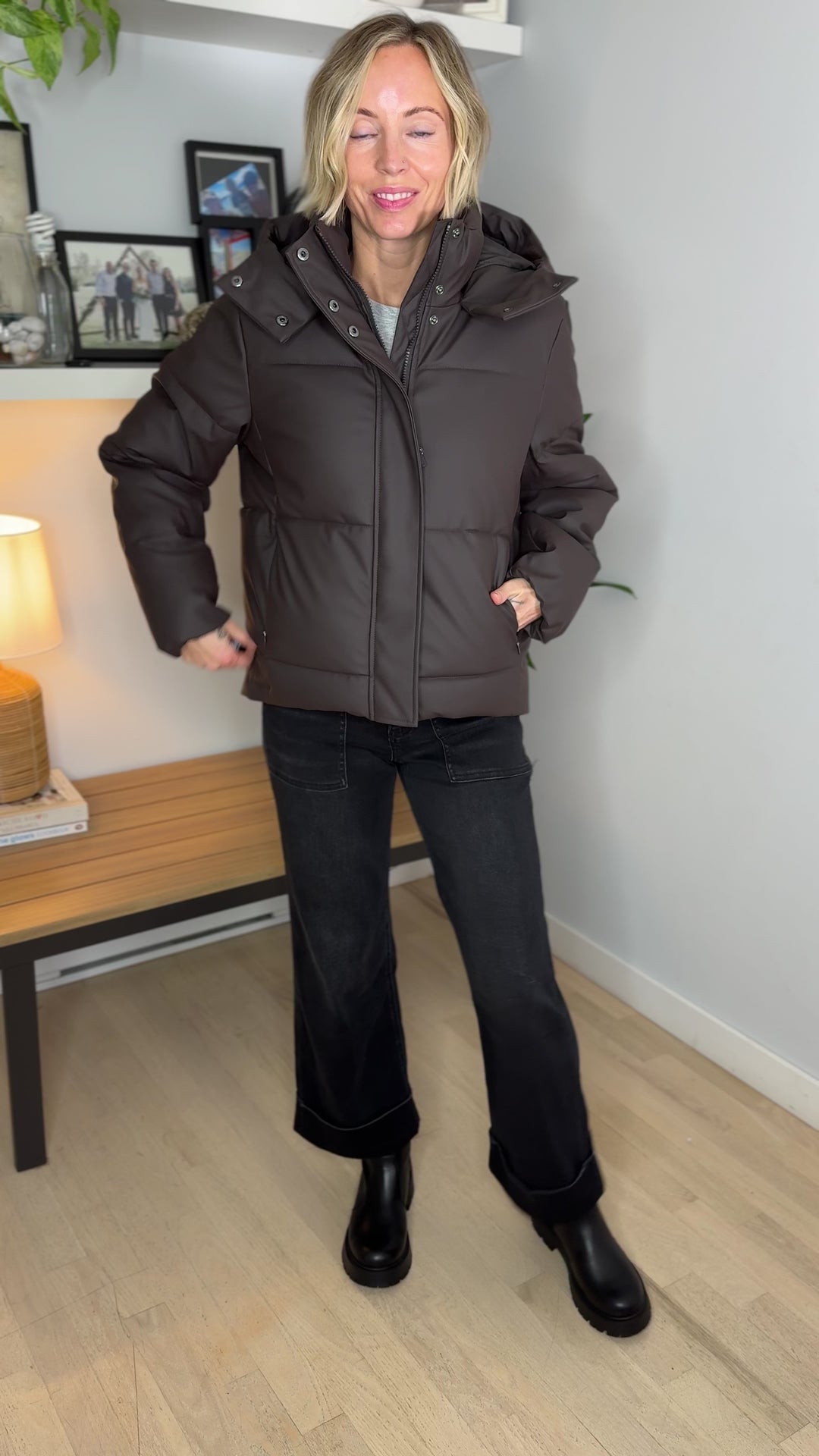 Only Agnes Water Repellent Puffer Jacket- CHOCOLATE TORTE