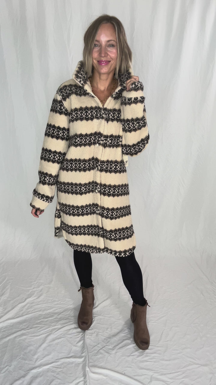 Ainsley Longline Sherpa Jacket- NORDIC BIRCH