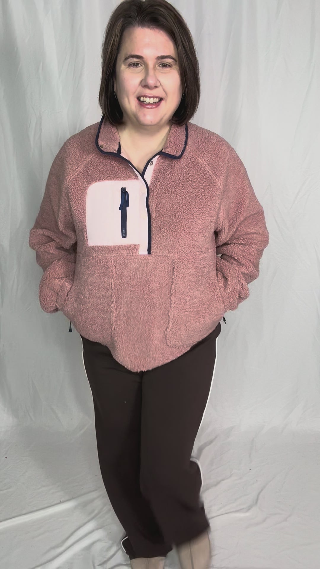 Jenna Fleece 1/2 Snap Pullover- MAUVE PINK