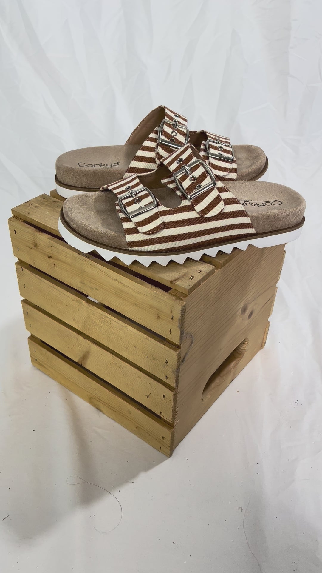 CORKYS Dash Sandal- TAN STRIPE-FINAL SALE