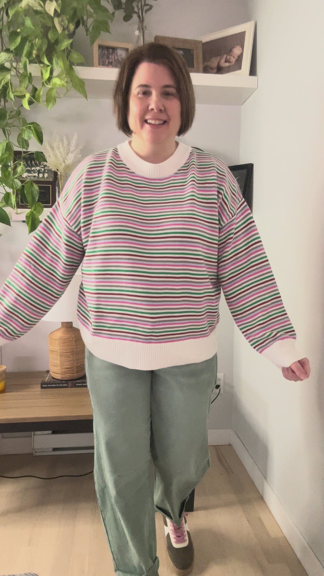 Angelina Multi Colour Striped Sweater- WHITE COMBO