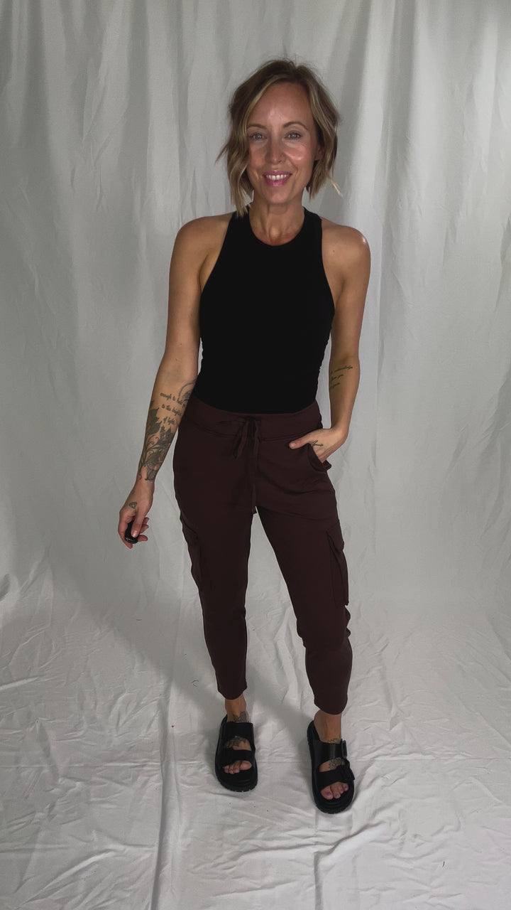 Mono B Bevin Butter Slim Fit Cargo Jogger- ESPRESSO