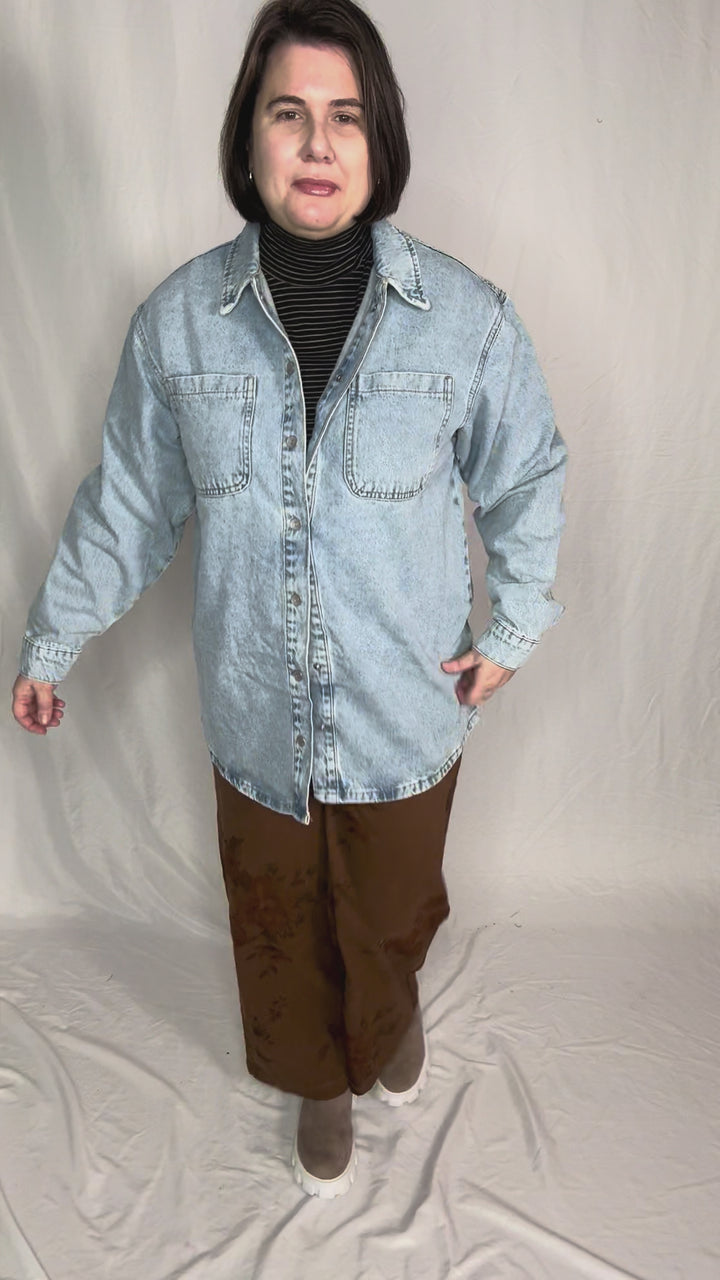 NOISY MAY Alva Denim Shacket- LIGHT WASH