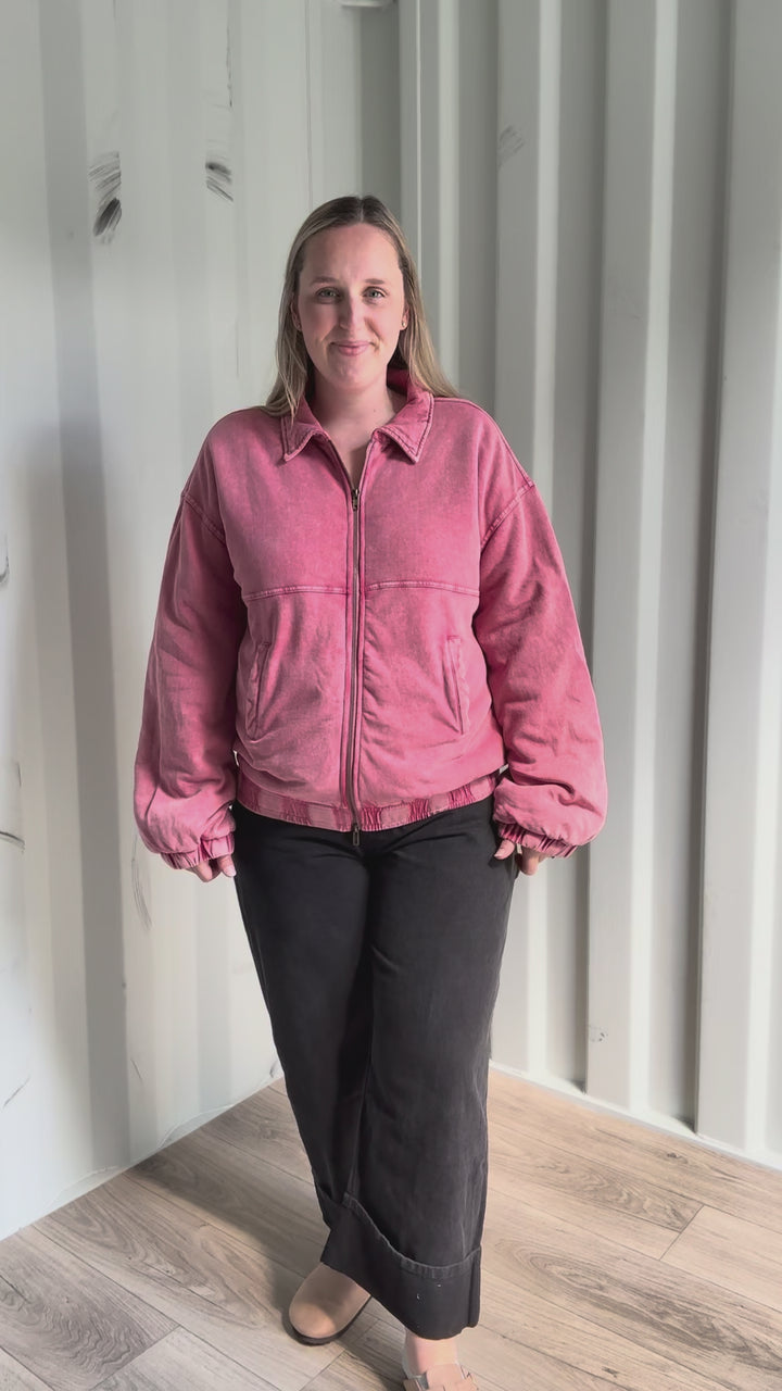 Foxwood Mineral Washed Puffer Coat- BOHO ROSE