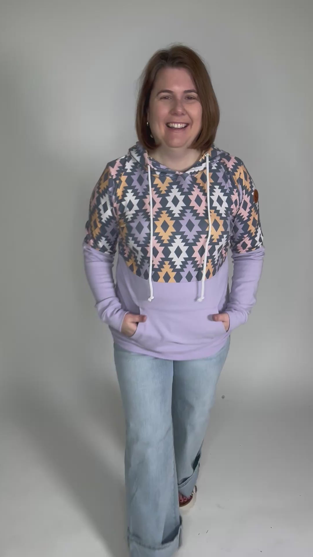 MICHELLE MAE Hayze Geometic Pullover- LAVENDER MUTLI-FINAL SALE