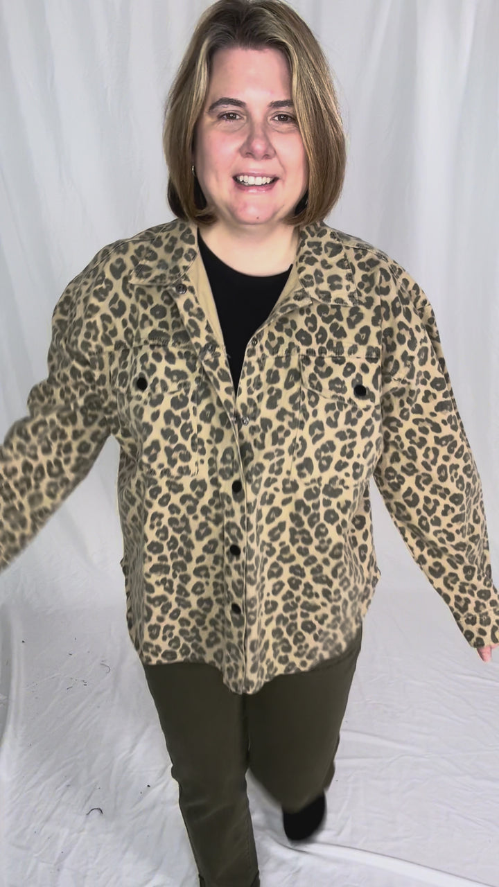 Isa Denim Jacket- LEOPARD