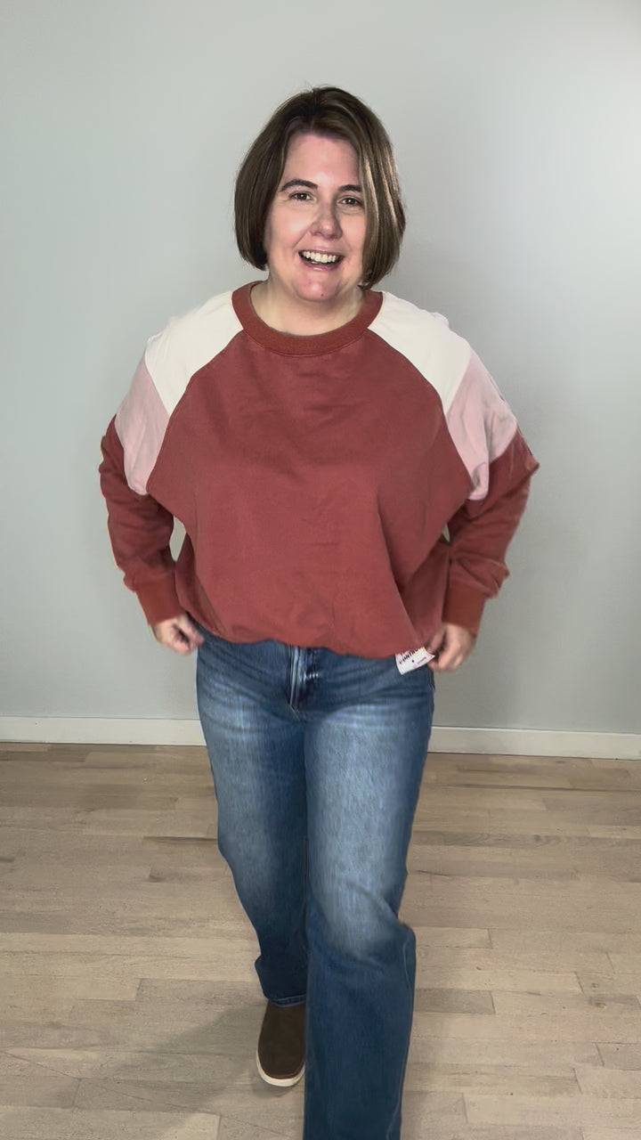 Roxanne Crewneck Pullover- WASHED BRICK