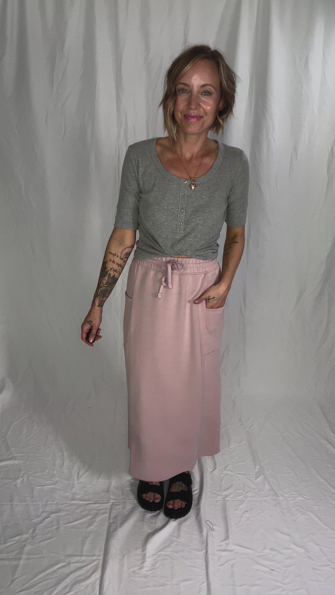 Breanne Scuba Midi Skirt- MAUVE-FINAL SALE