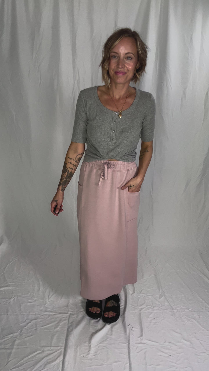 Breanne Scuba Midi Skirt- MAUVE-FINAL SALE