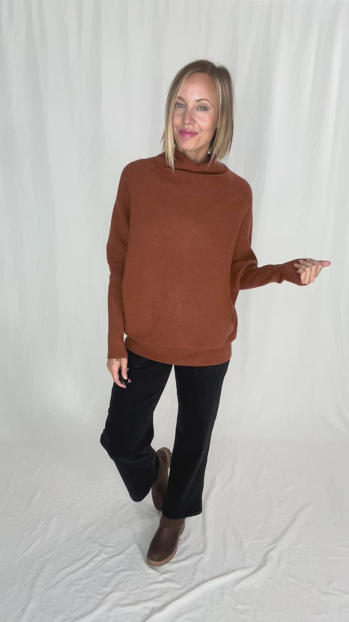 Wrenley Dolman Knit Sweater- CAMEL
