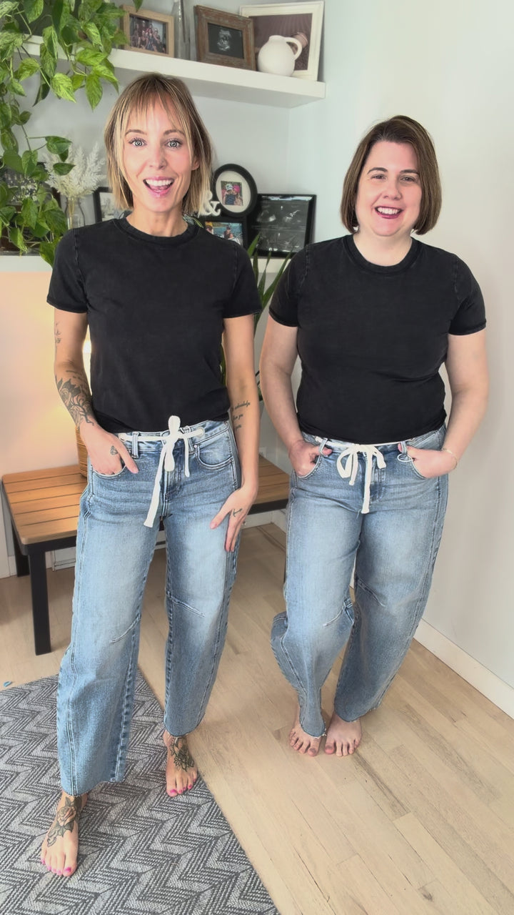 Risen Evan Slouchy Ankle Barrel Jeans- LIGHT WASH