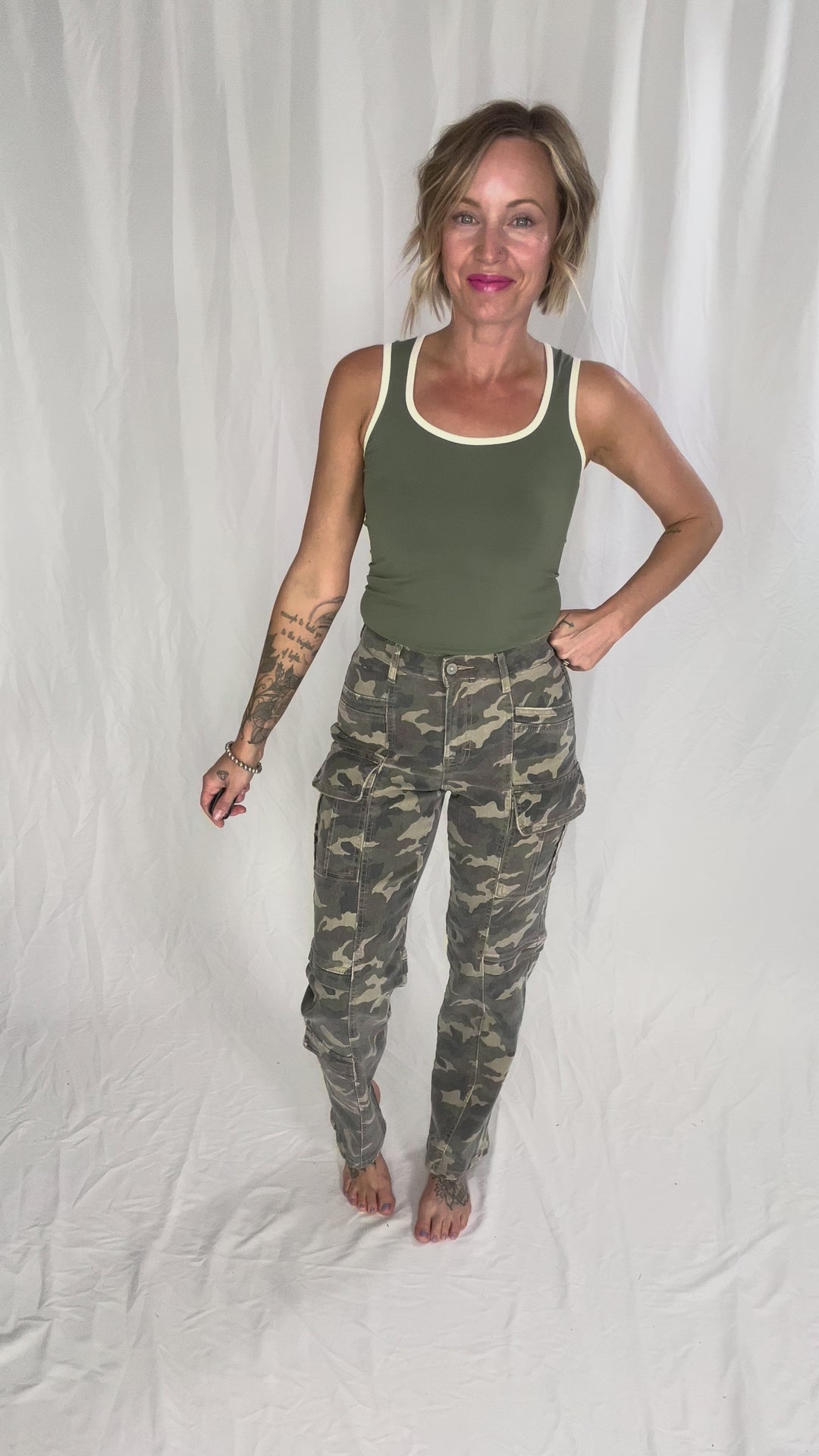 HIDDEN Tracey Cargo Straight Leg Jean- CAMO
