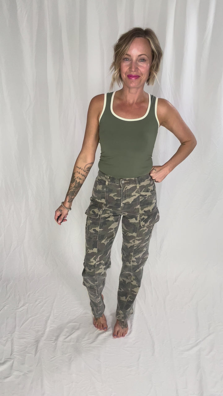HIDDEN Tracey Cargo Straight Leg Jean- CAMO