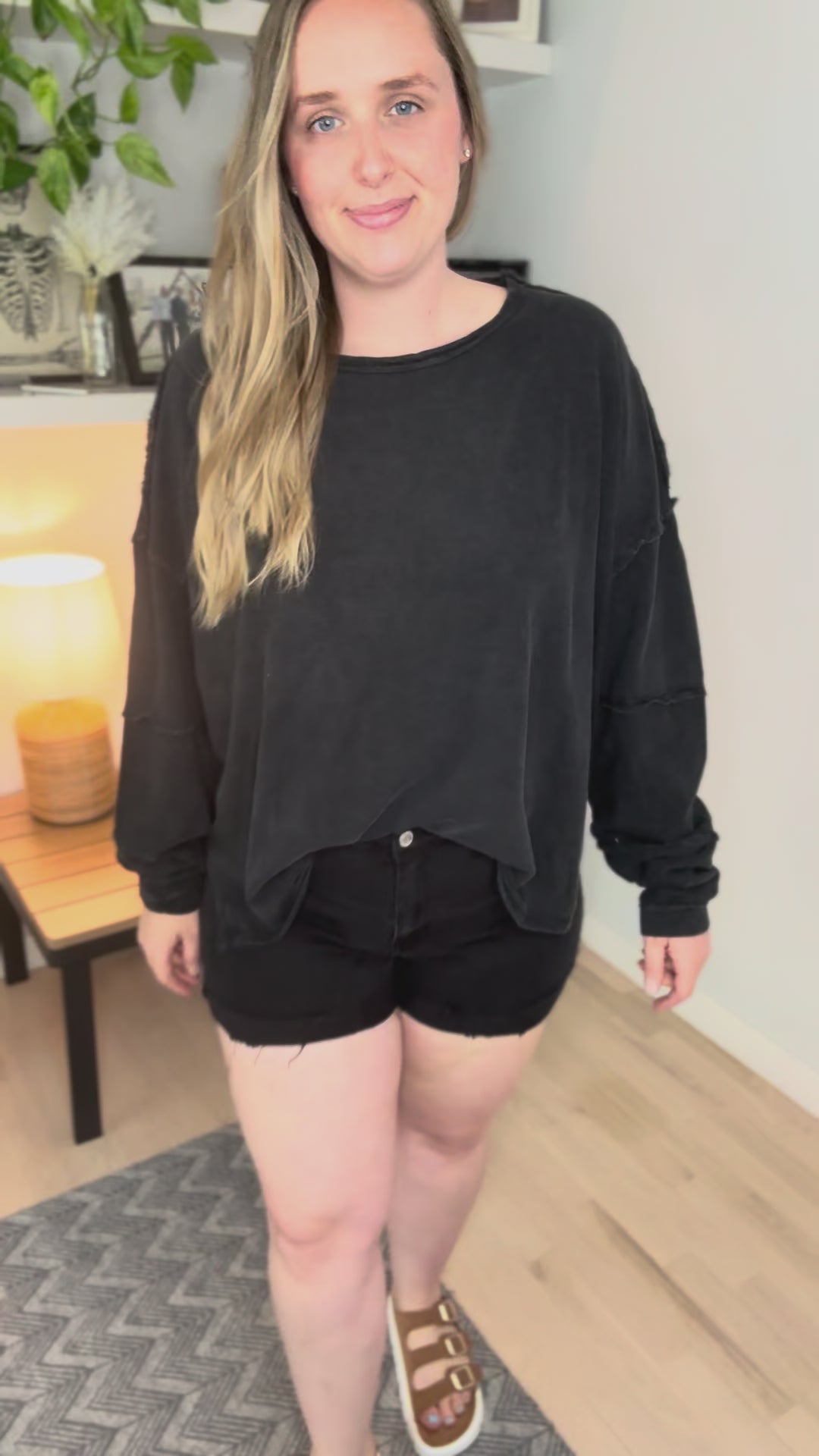 Mono B  Nalah Cotton Oversized Pullover- BLACK