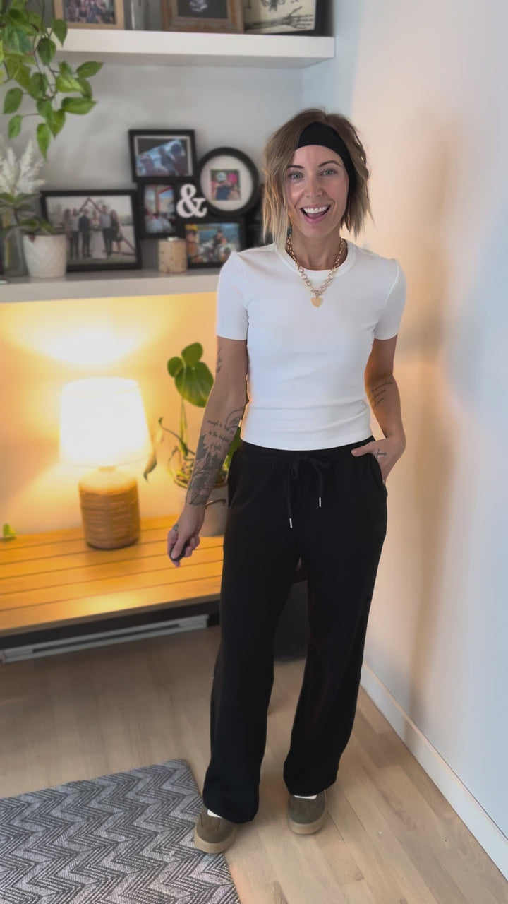 Bliss Brushed Fleece Lounge Pants- BLACK