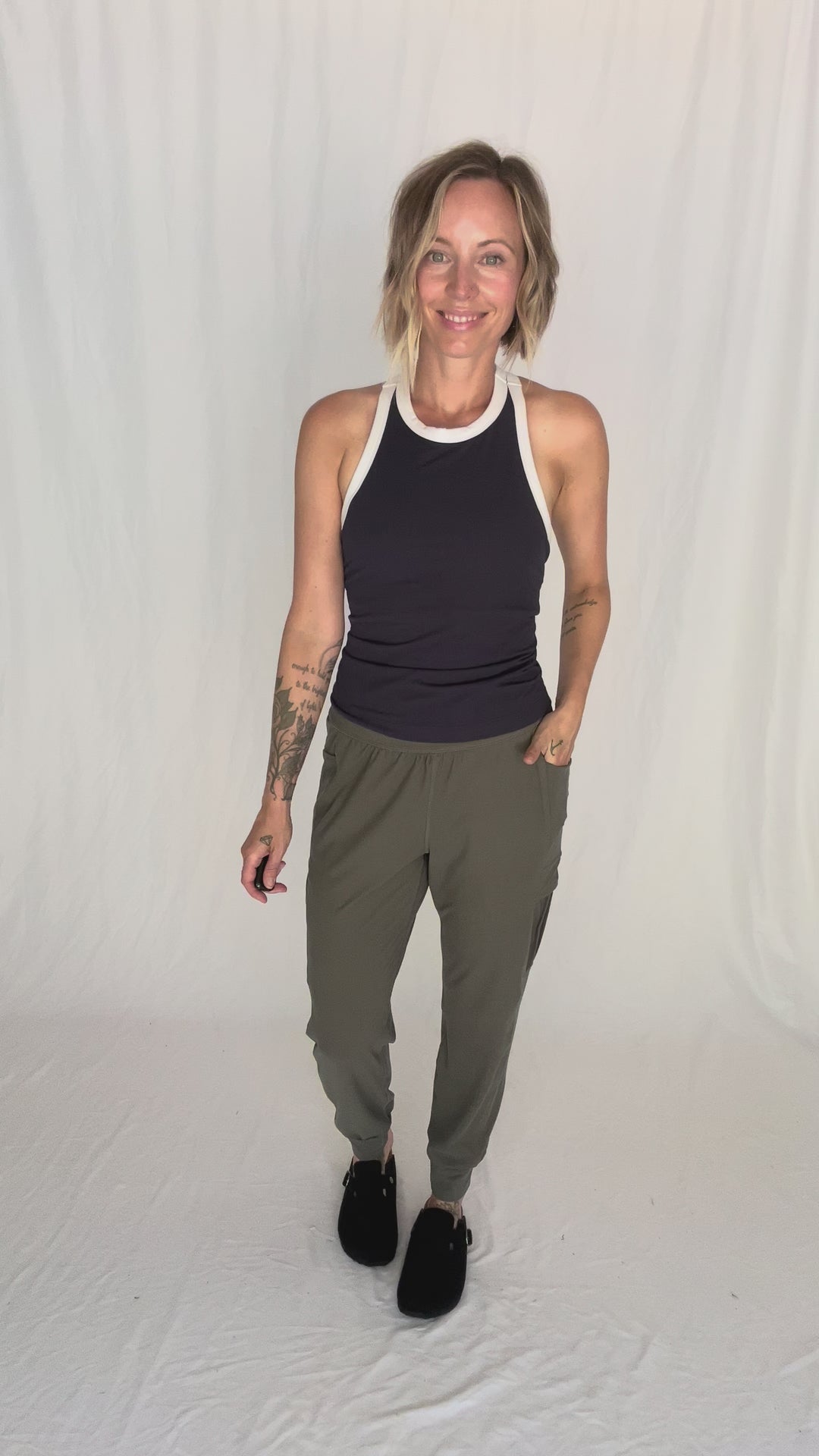 Elle Butter Colour Contrast Butter Tank- NAVY/WHITE