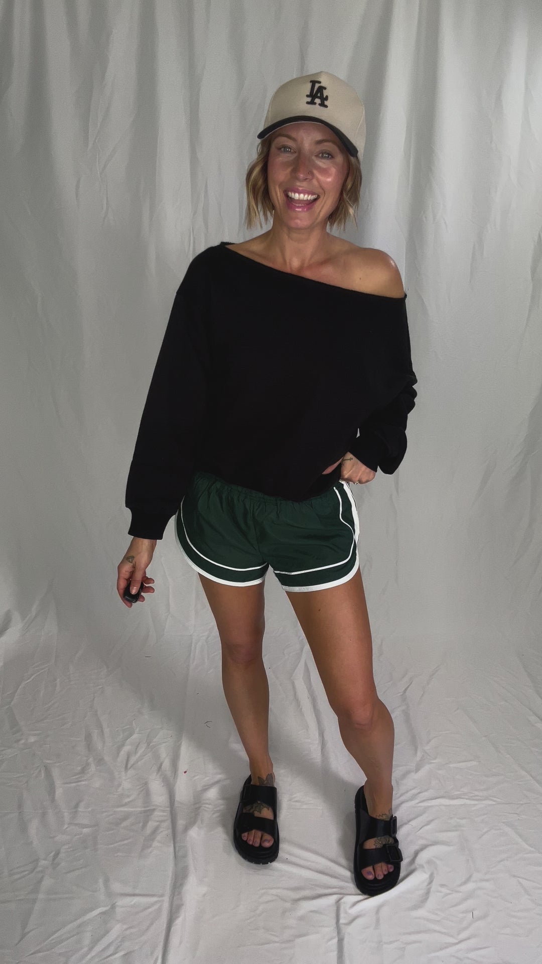 Mono B Daphne Shorts- EVERGREEN/WHITE-FINAL SALE