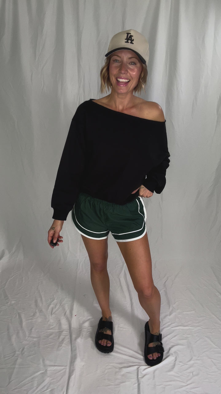 Mono B Daphne Shorts- EVERGREEN/WHITE-FINAL SALE