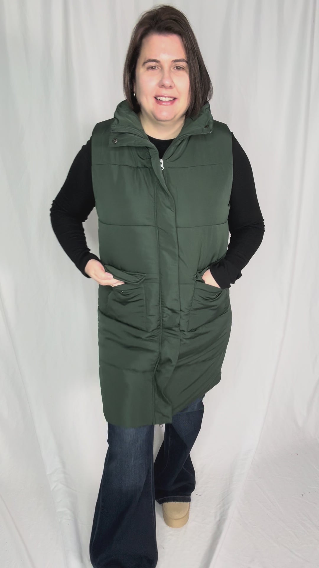 Remington Longline Puffer Vest- GREEN