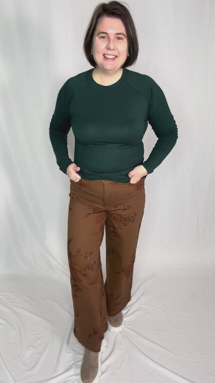MICHELLE MAE Blair Long Sleeve- HUNTER GREEN