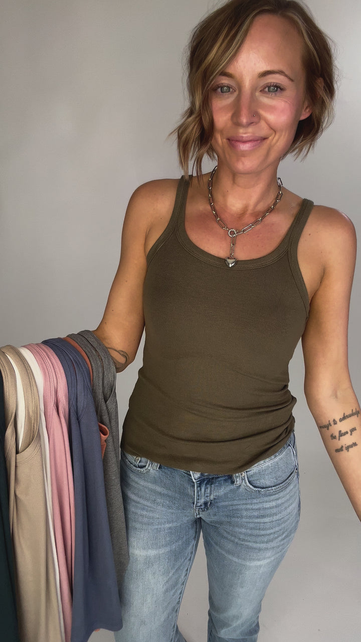 Salish Ribbed Basic Tank- BLUSH-FINAL SALE