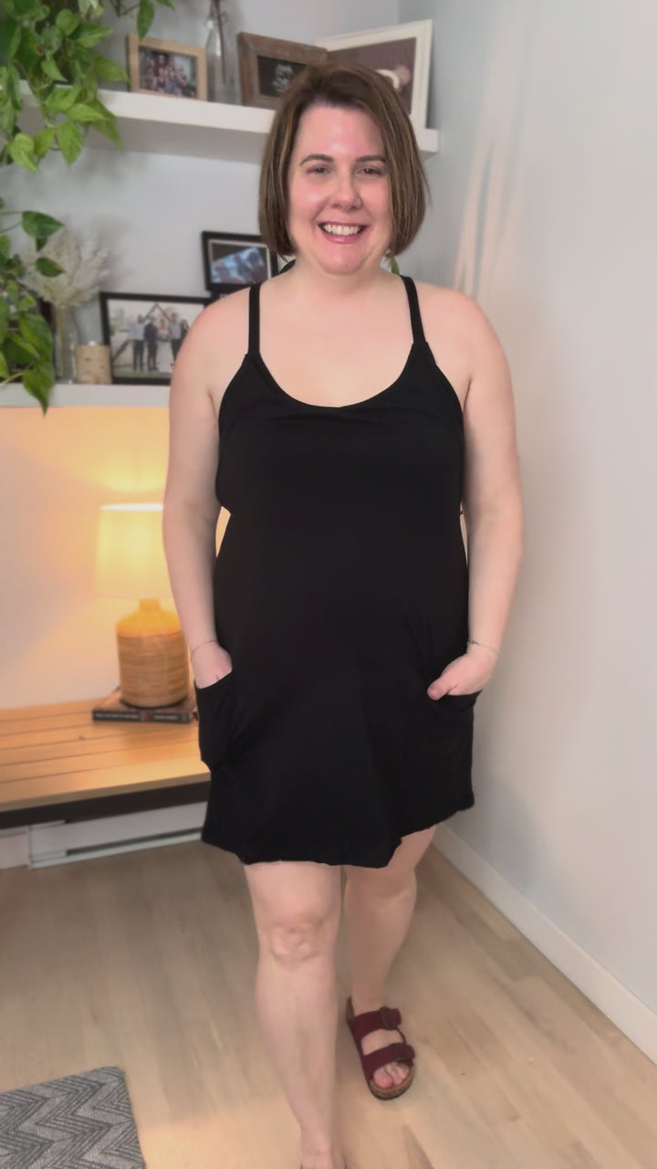 Isla Romper Dress- BLACK