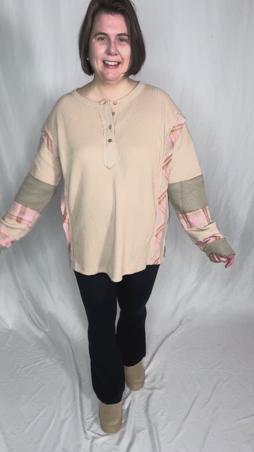 Sayler Waffle Patchwork Henley Pullover