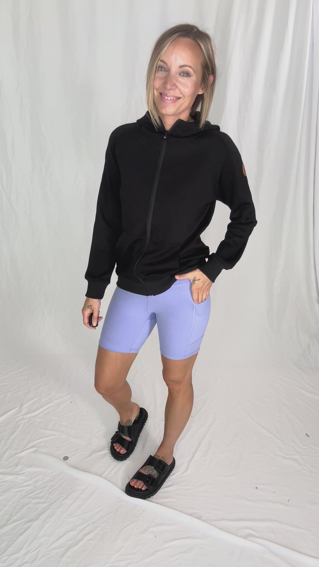 Rein Butter Biker Shorts with Side Pockets- PERIWINKLE BLUE