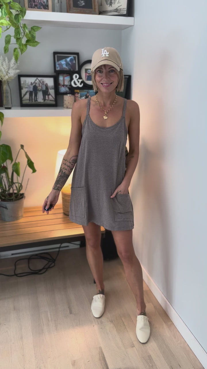 Isla Romper Dress- HEATHER BROWN **PRE ORDER MARCH 1ST**