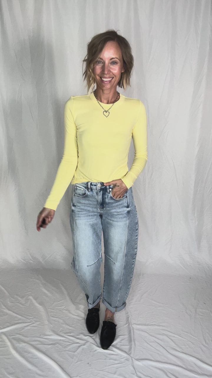 Elaina Ultra Soft Crewneck Long Sleeve- YELLOW