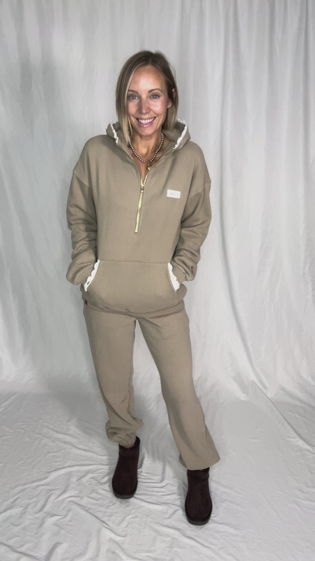 AMPERSAND AVENUE Comfort Zone Hoodie- MOCHA LACE