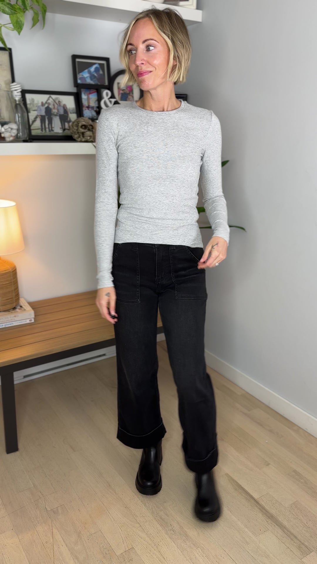 Only Riley Organic Cotton Long Sleeve Top- LIGHT GREY MELANGE