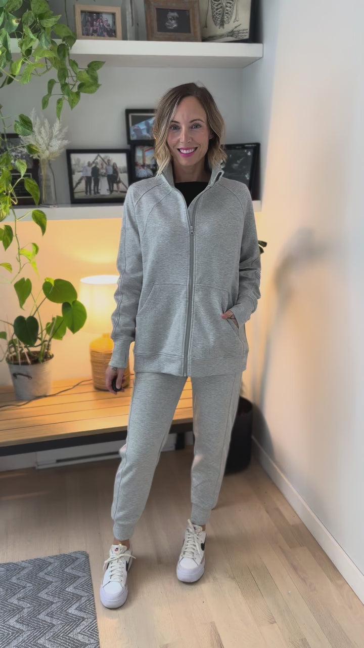 Christie Soft Scuba Full Zip- HEATHER GREY