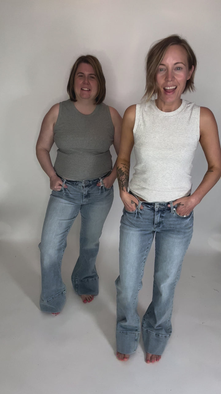 PETRA Aleka Mid Rise Wide Leg Jeans- LIGHT WASH-FINAL SALE
