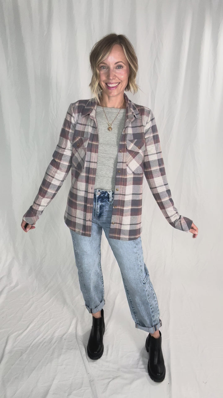 THREAD & SUPPLY Cassian Shacket- VINTAGE INDIGO PLAID