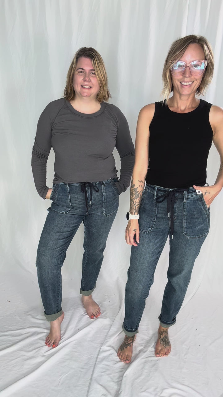 JUDY BLUE Archie Vintage Wash Jogger- DARK