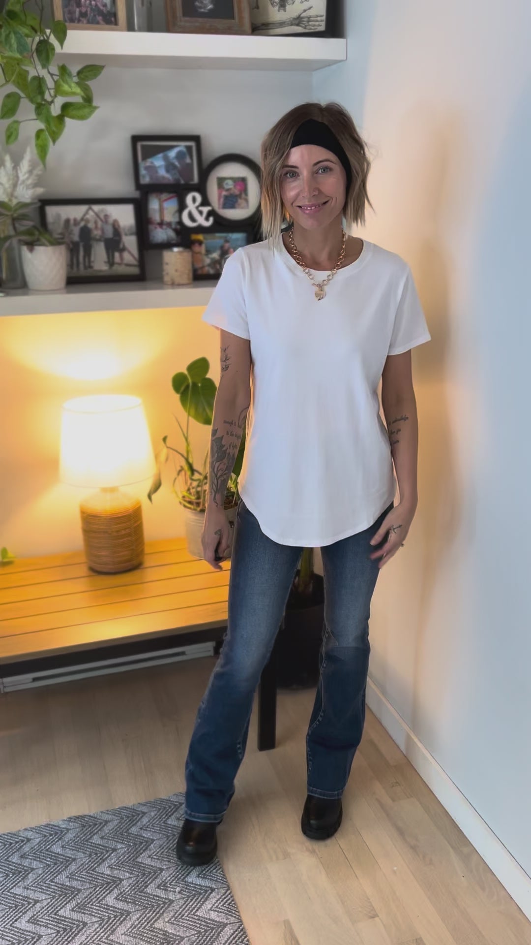 MONO B Arlene Soft Curve Pima Cotton Tee- WHITE