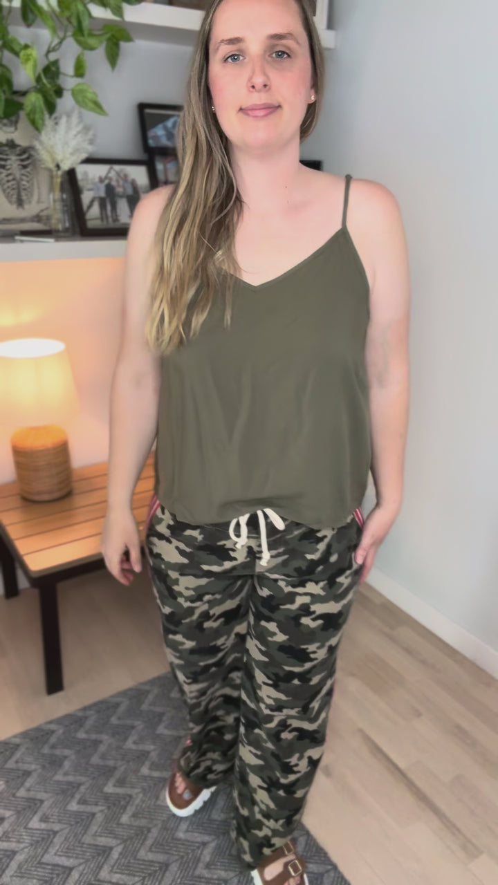 Coraline Heavy Cotton Drawstring Pant- CAMO
