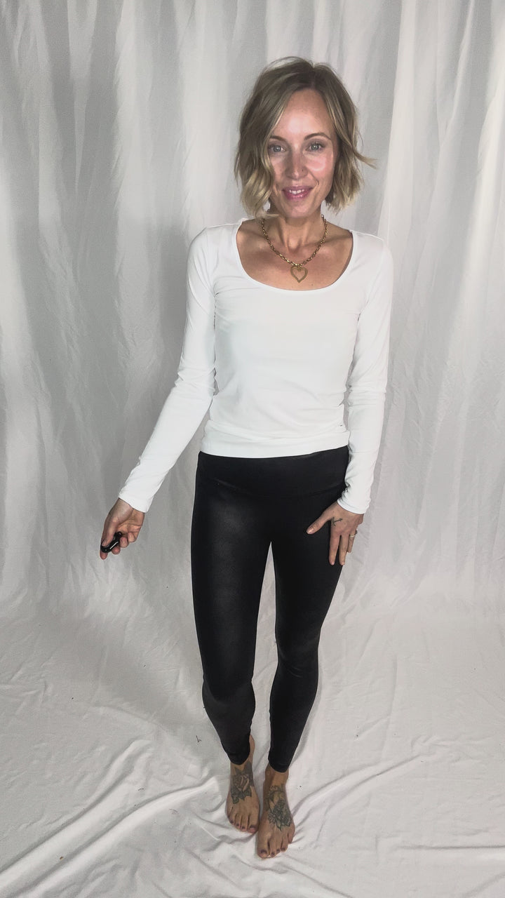 VERO MODA Lulu Long U-NECK TOP- BRIGHT WHITE