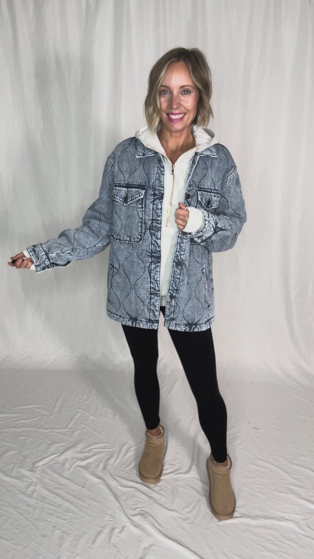 Deniva Quilted Denim Jacket- DENIM BLUE