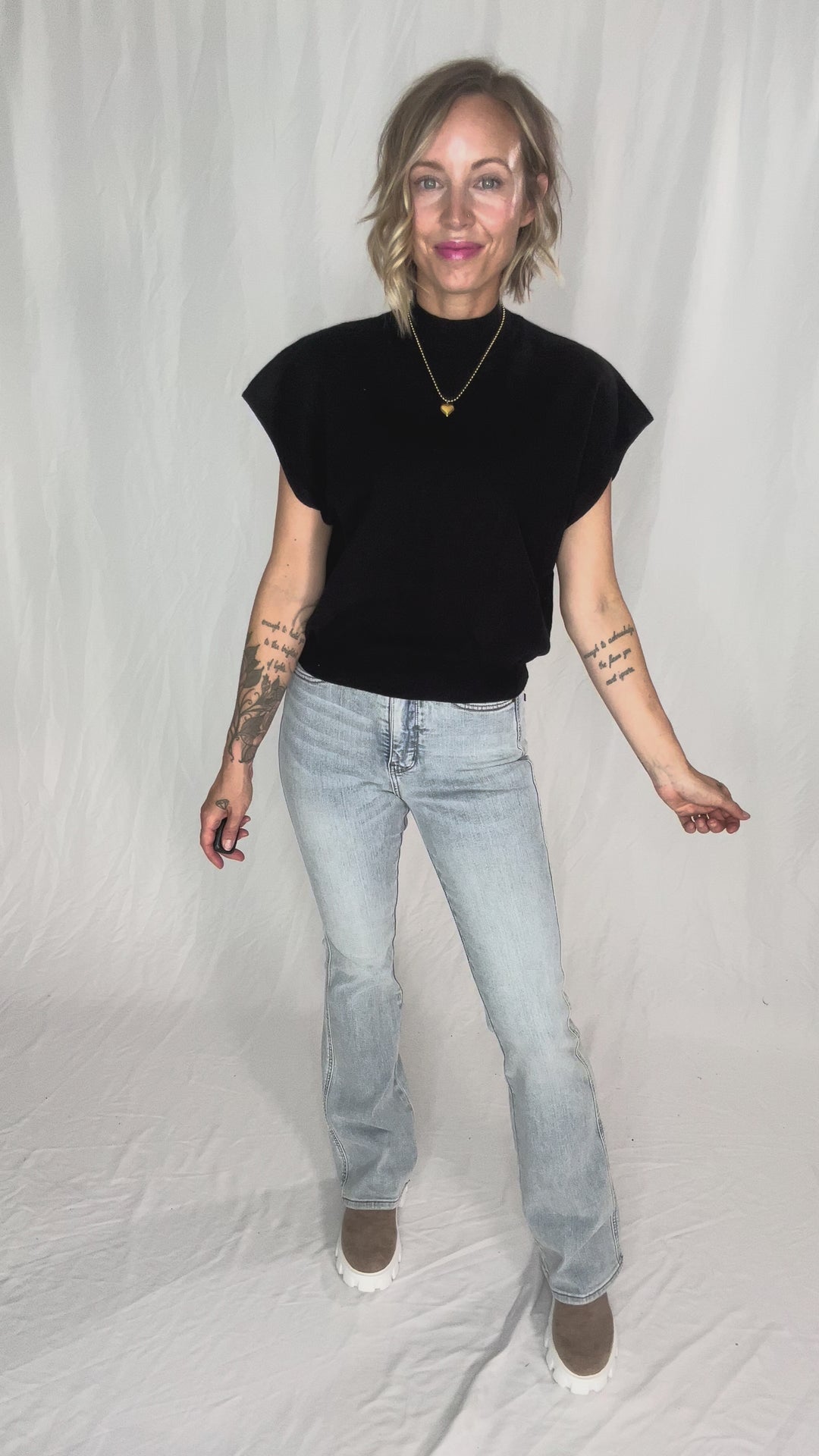 Scarlett Mock Neck Sweater Top- BLACK