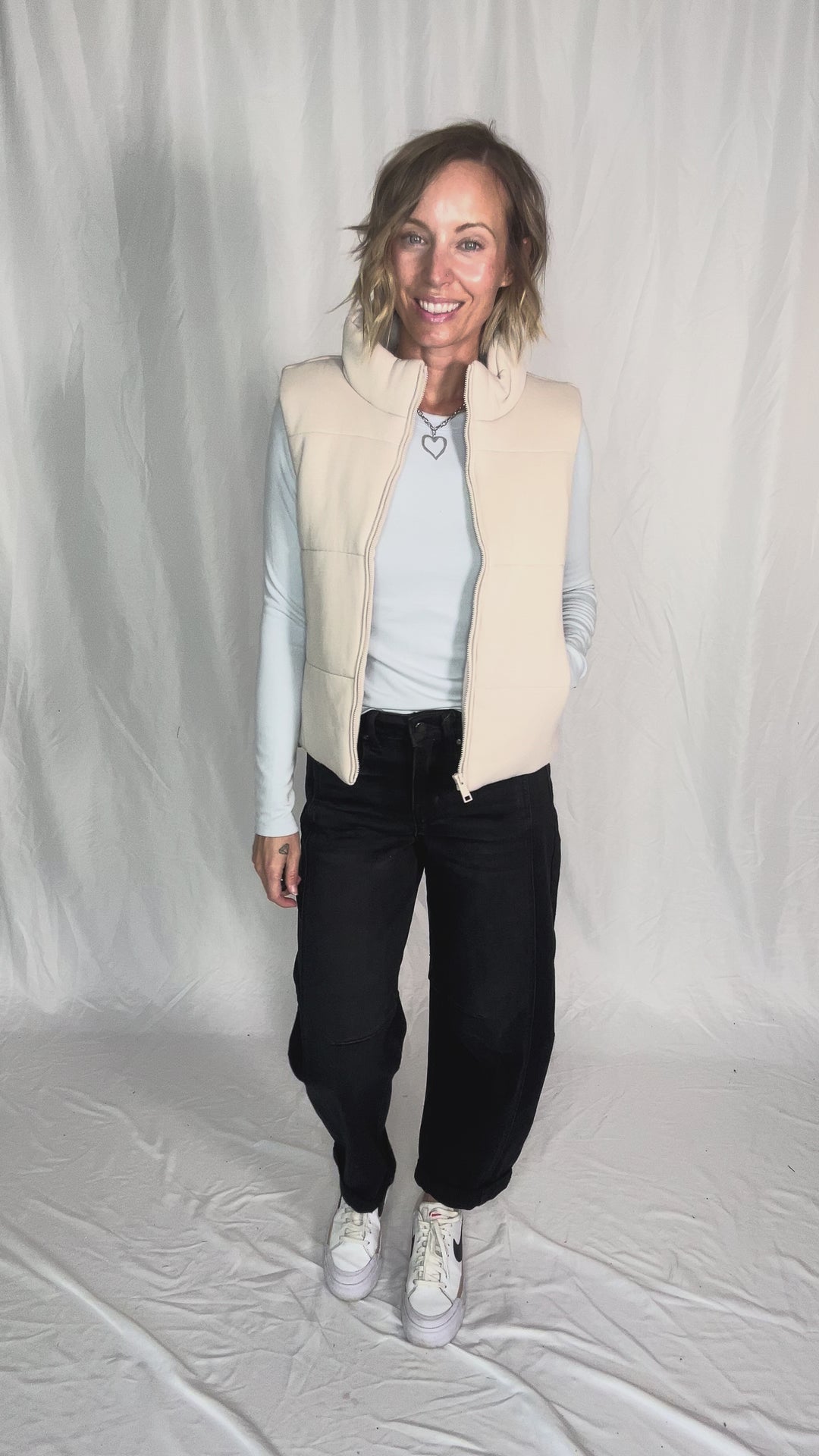 Erica Classic Puffer Vest- BEIGE