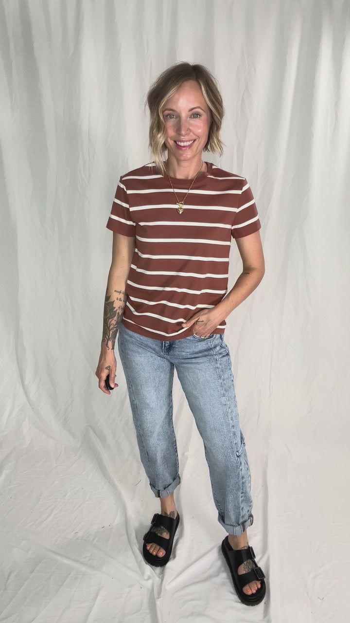 THREAD & SUPPLY Asher Tee- BROWN WHITE