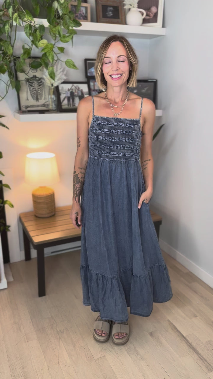 Coco Bay Tencel Smocked Midi Dress