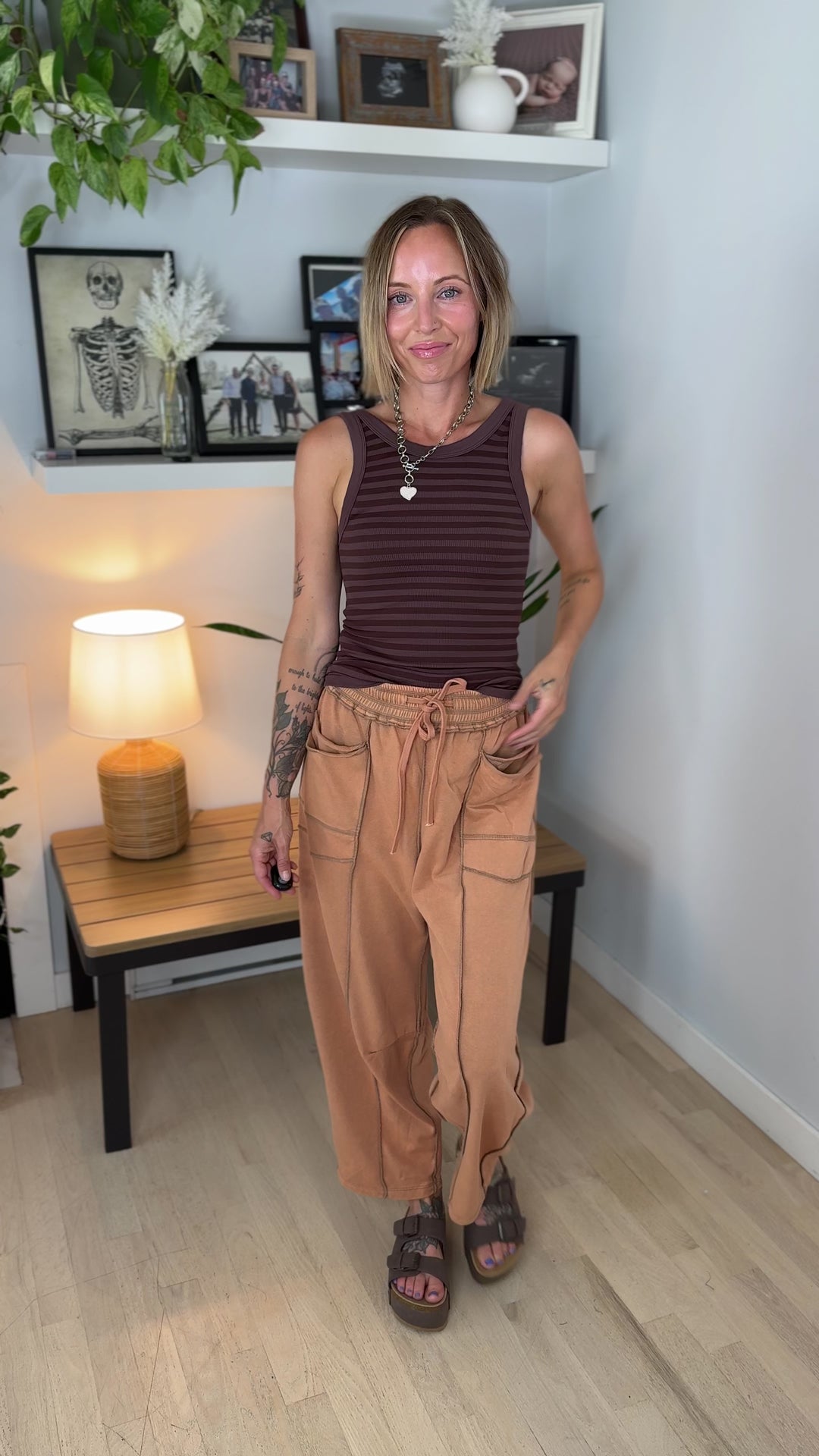 Reversible Seamless Stripe Tank Top- FRENCH ROAST