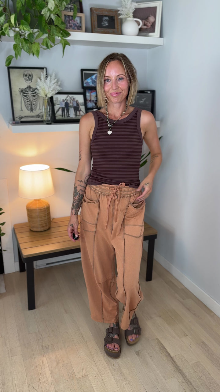 Reversible Seamless Stripe Tank Top- FRENCH ROAST